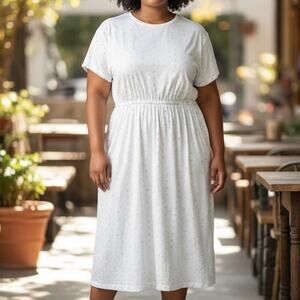 Lori of California by AM Casuals Vintage Size 16 Eyelet Pastel Embroidery Dress